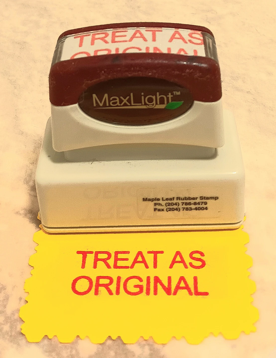 📍MaxLight Treat As Original Rubber Stamp📌