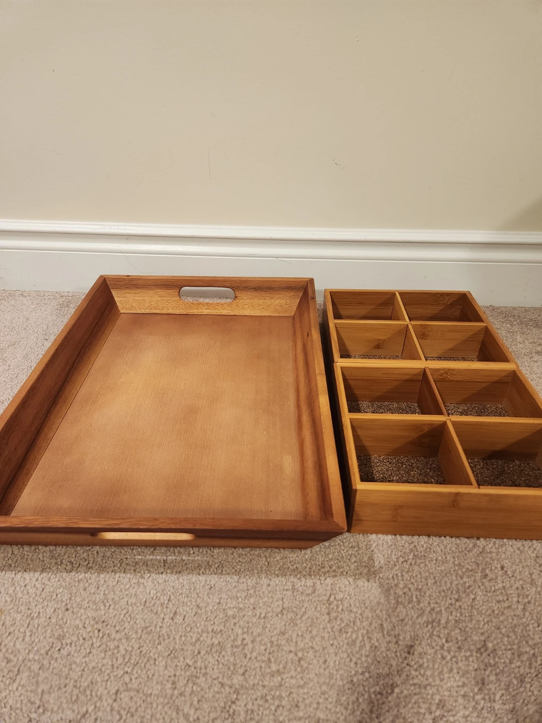 Wooden Serving Tray with Compartments