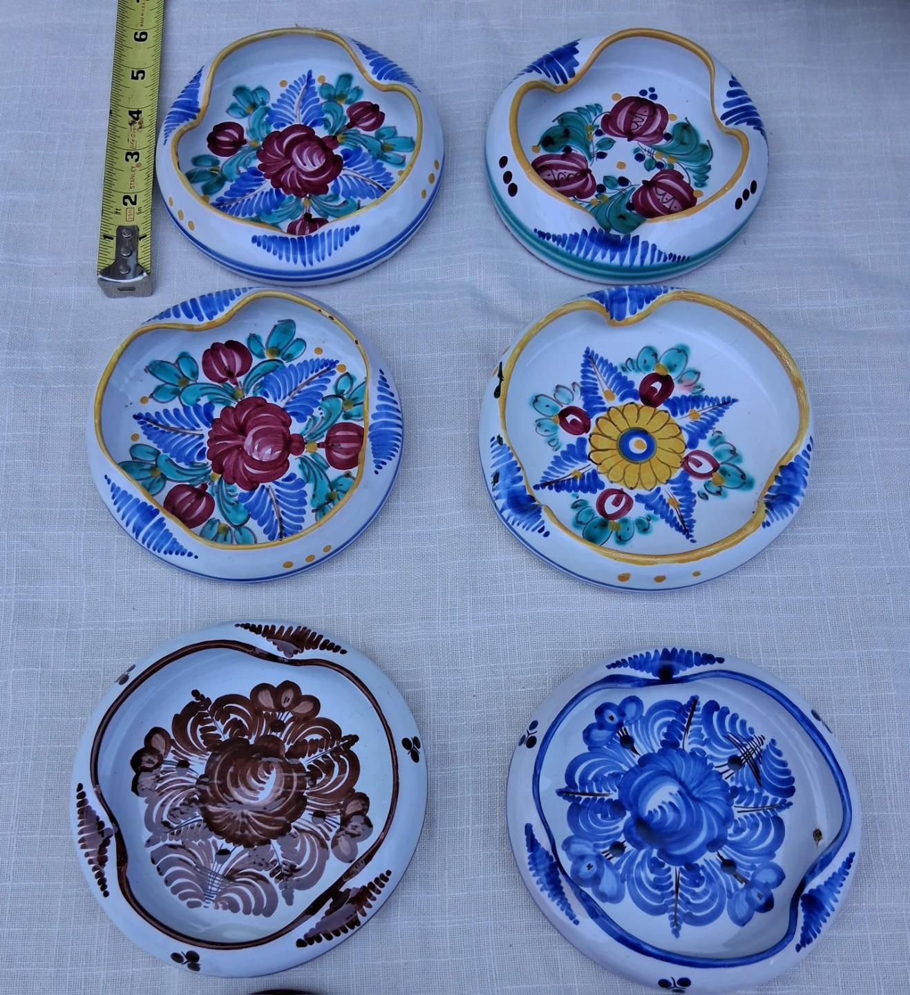 Set of 6 Slovak Ceramic Ashtrays