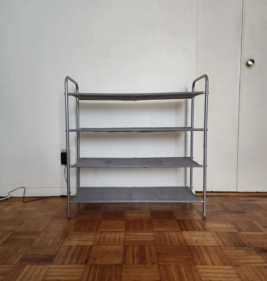 4-Tier Gray Storage Shoe Rack