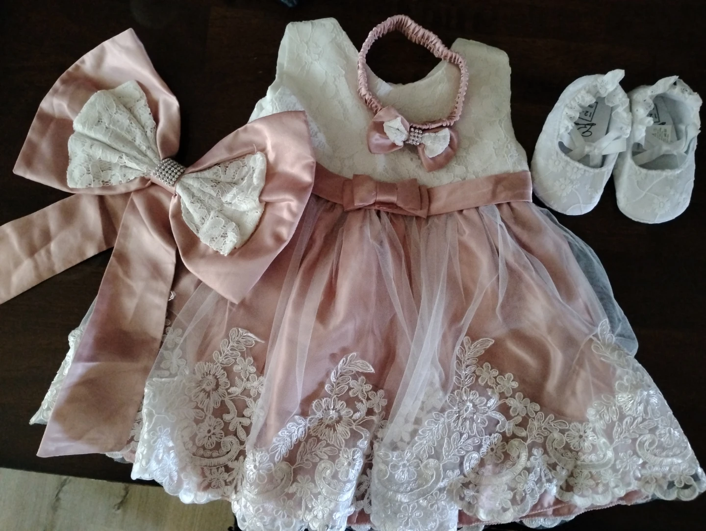 Baby Girl Dress with Bow and Headband - 18M