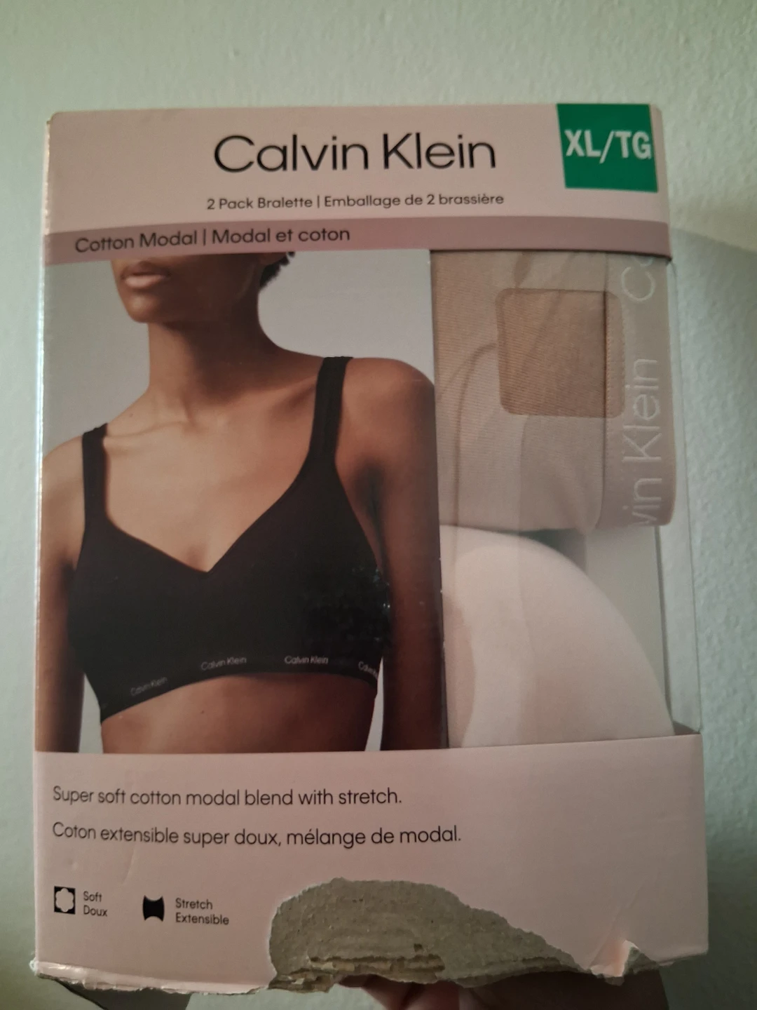 Calvin Klein 2 Pack Cotton Modal Bralettes XL/TG