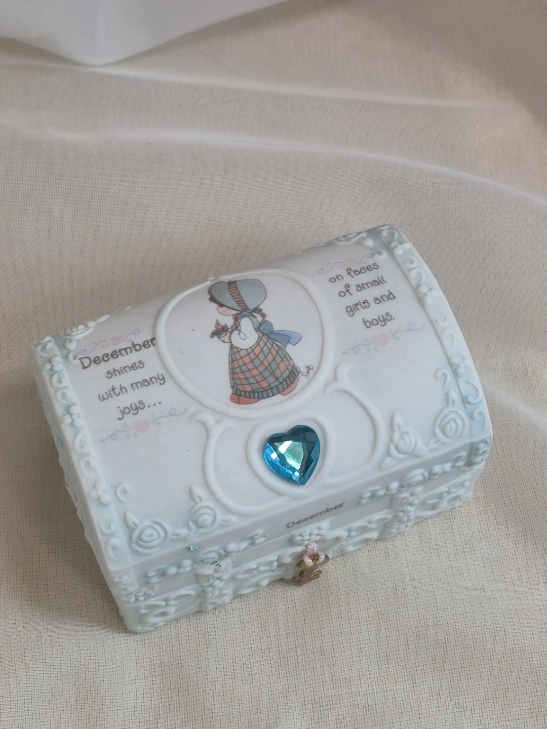Porcelain Precious Moments December Birthday Trinket.. - photo 2