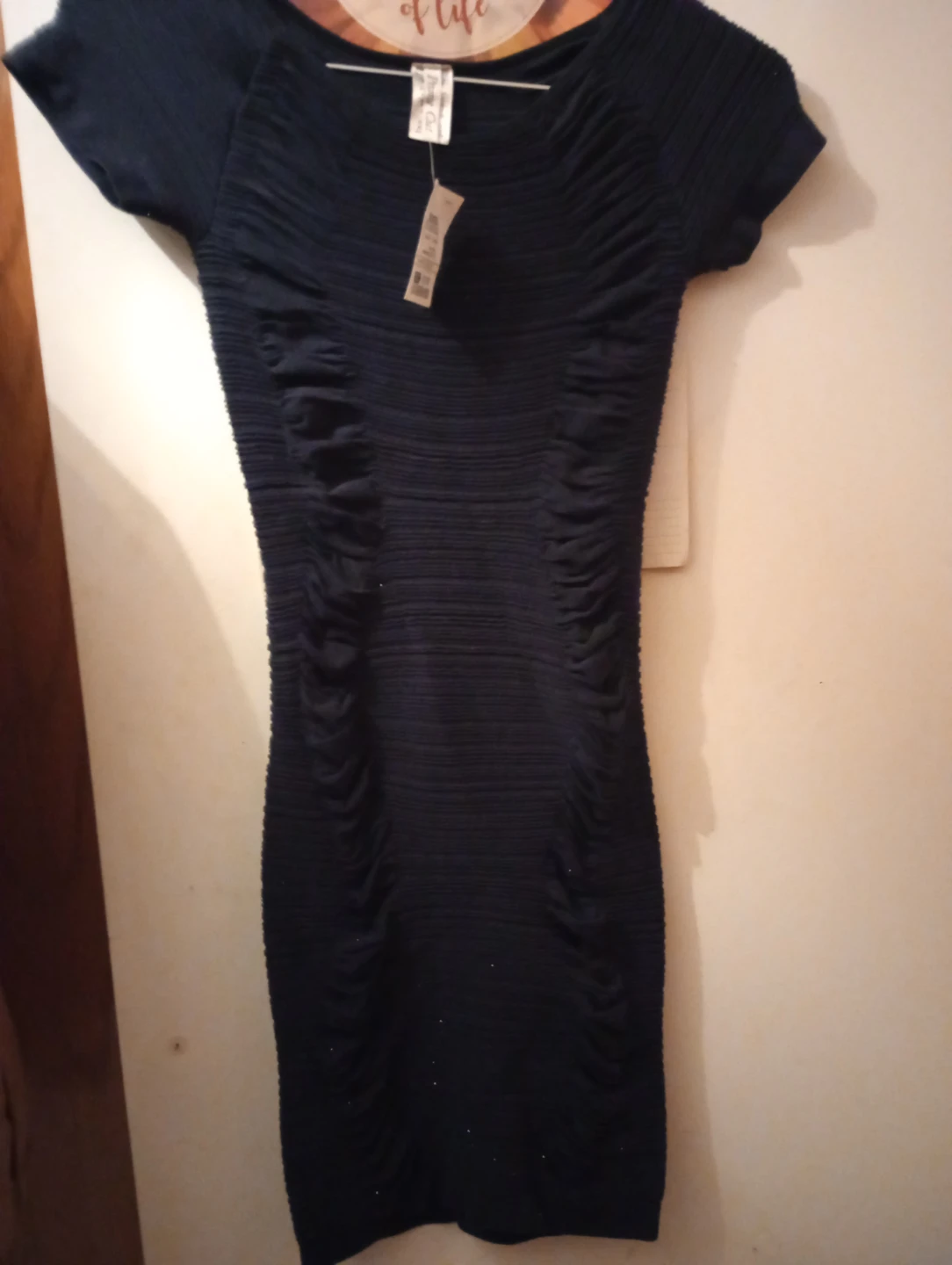 Black velvet sparkly bell sleeve dress