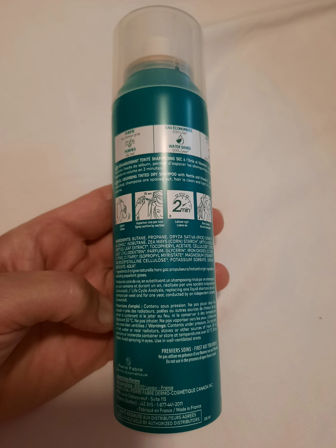 Klorane Oil Absorbing Tinted Dry Shampoo with Nettle & Vitamin E - photo 2