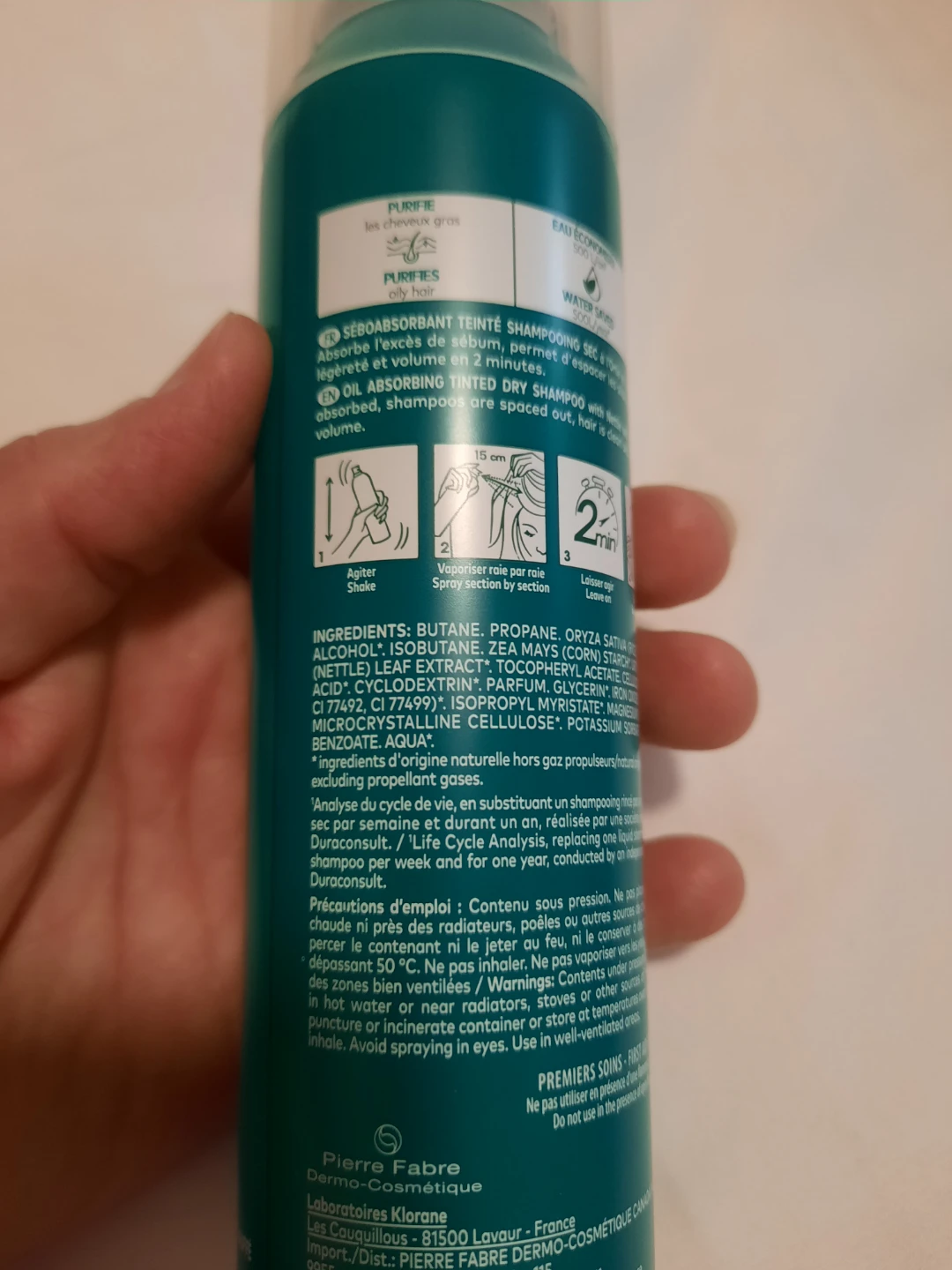 Klorane Oil Absorbing Tinted Dry Shampoo with Nettle & Vitamin E - photo 5