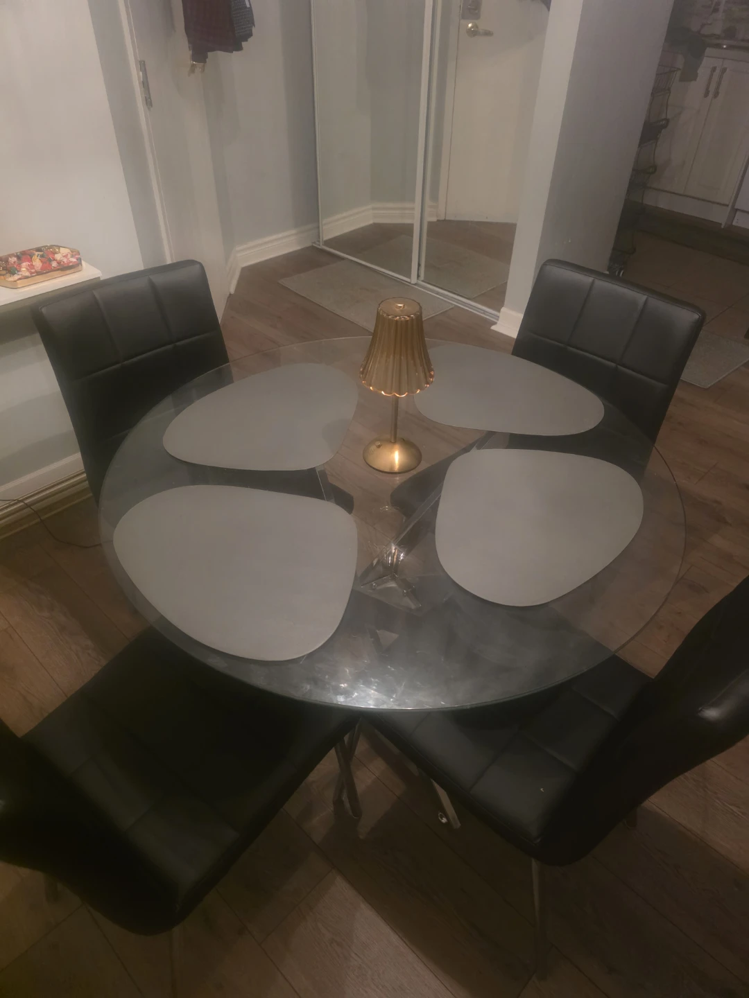 Glass Dining Table with 4 Chairs
