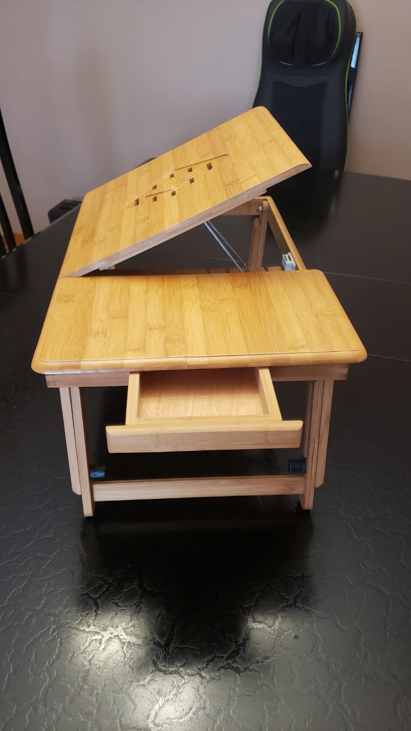 Adjustable Bamboo Laptop Desk with Drawer - photo 4