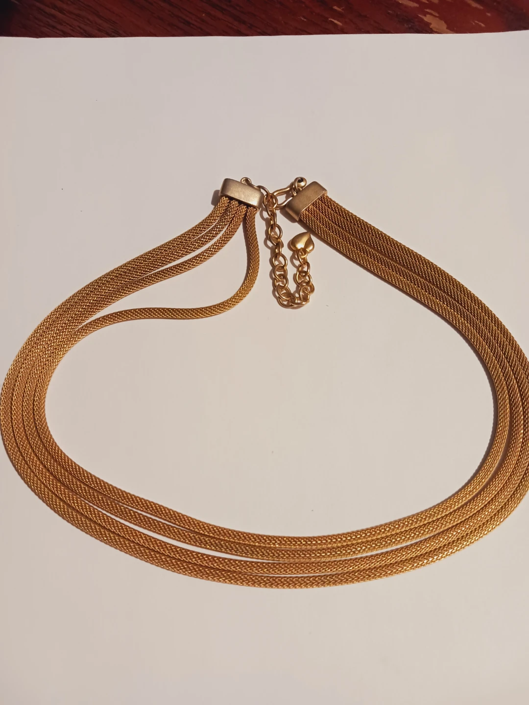 Gold Tone Mesh Multi-Strand Necklace
