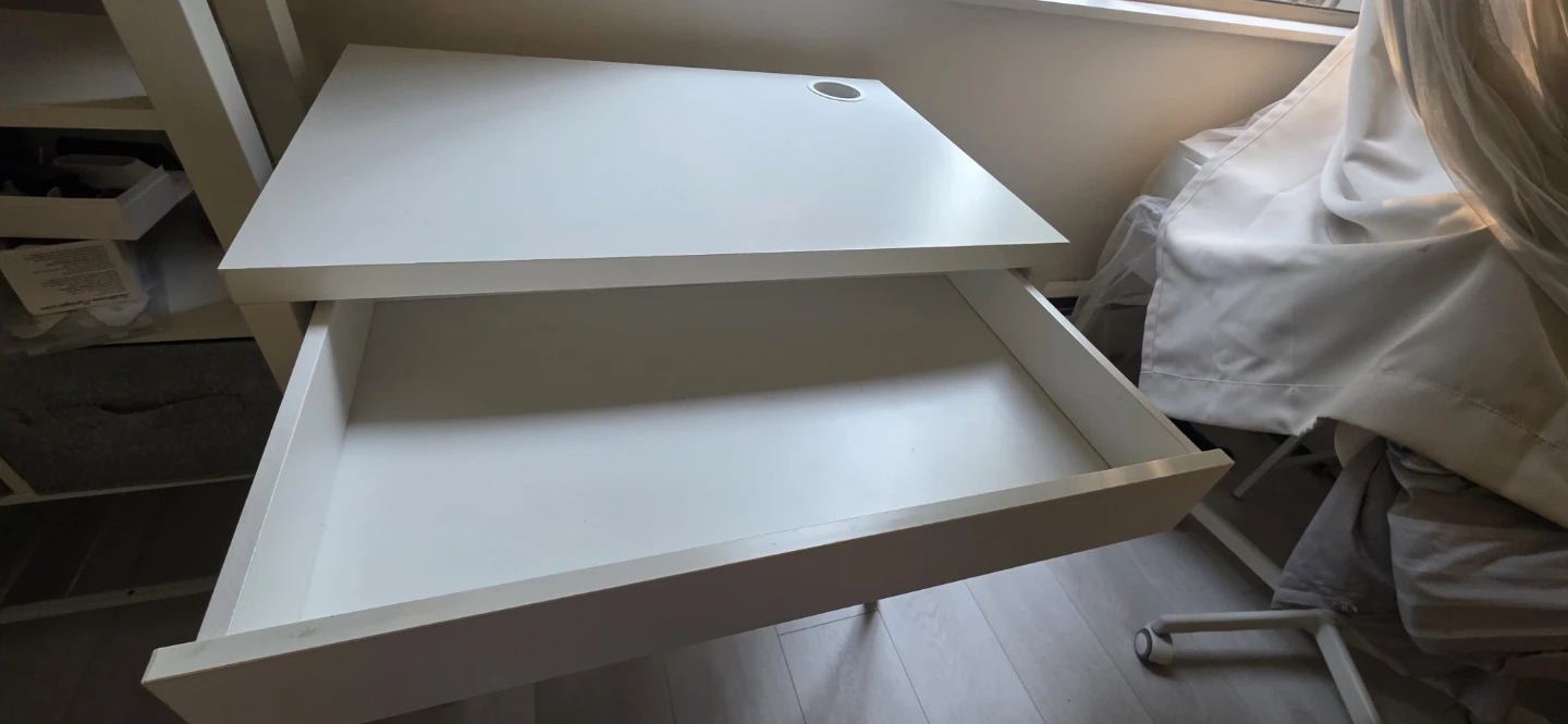 White IKEA Desk with Drawer - photo 3