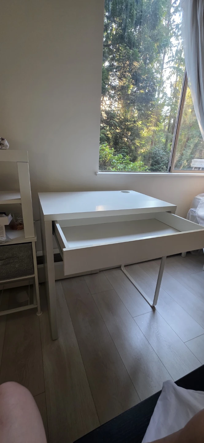 White IKEA Desk with Drawer - photo 4