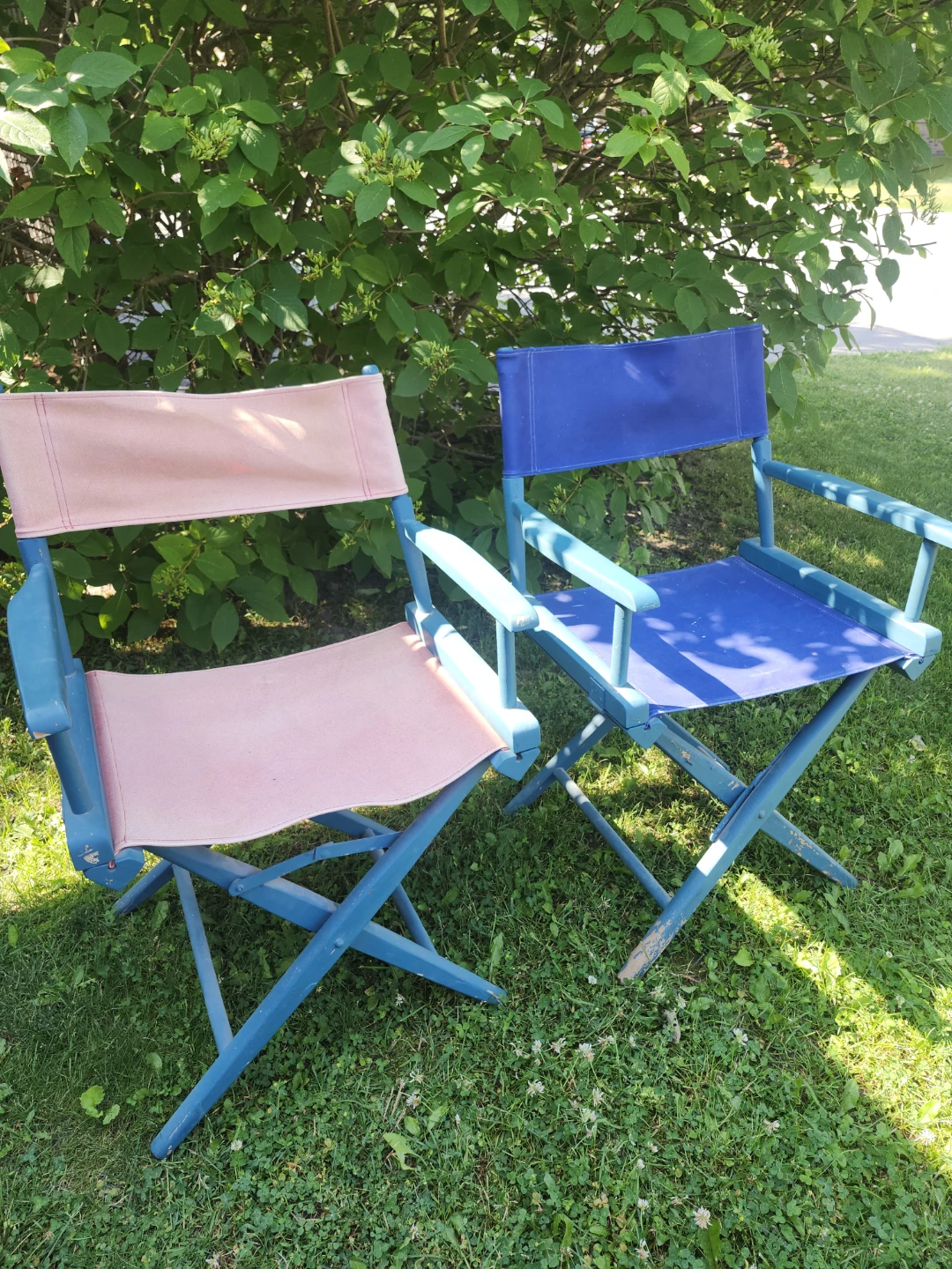 2 Folding Director Chairs - Blue & Pink
