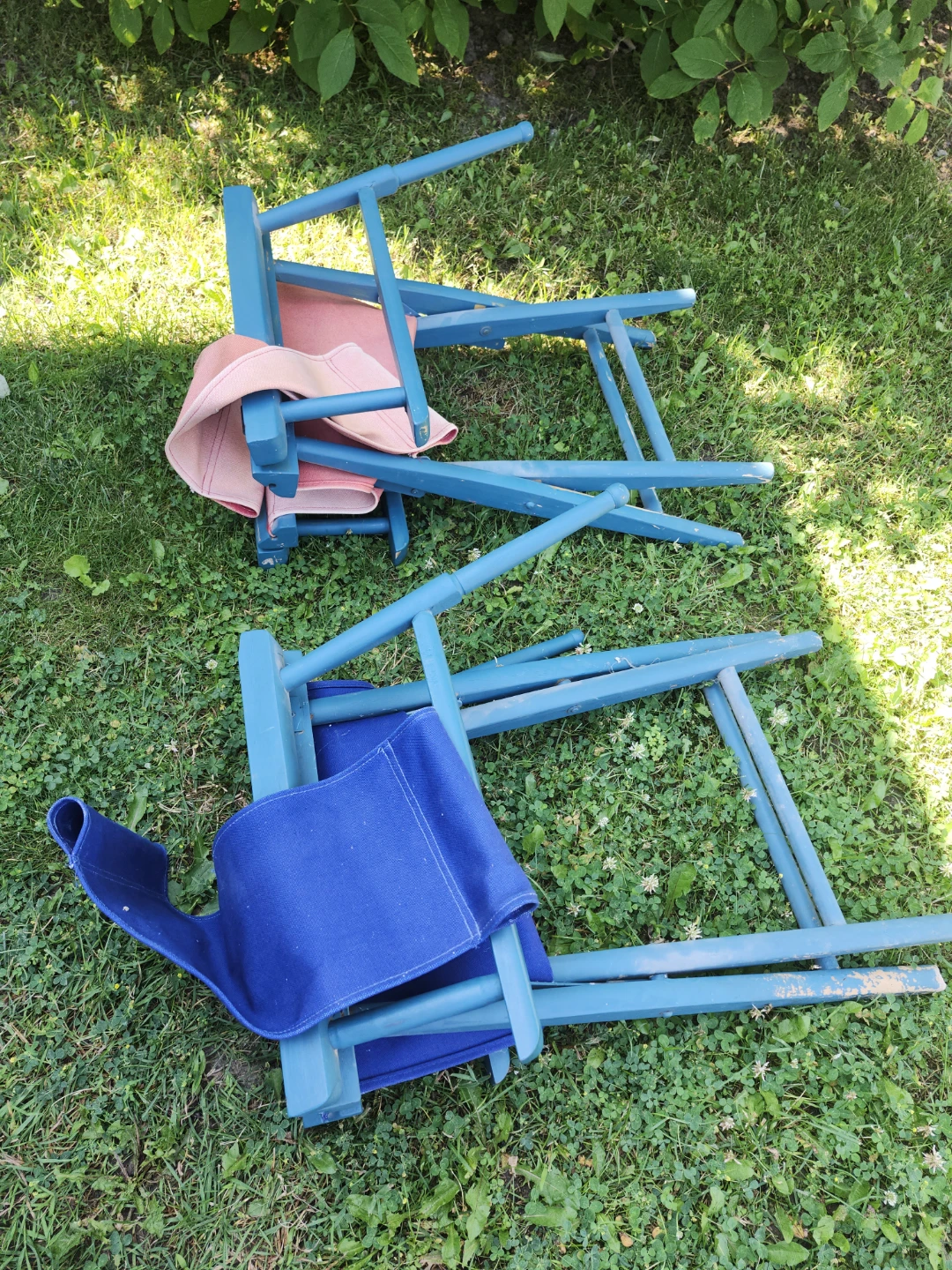2 Folding Director Chairs - Blue & Pink - photo 2