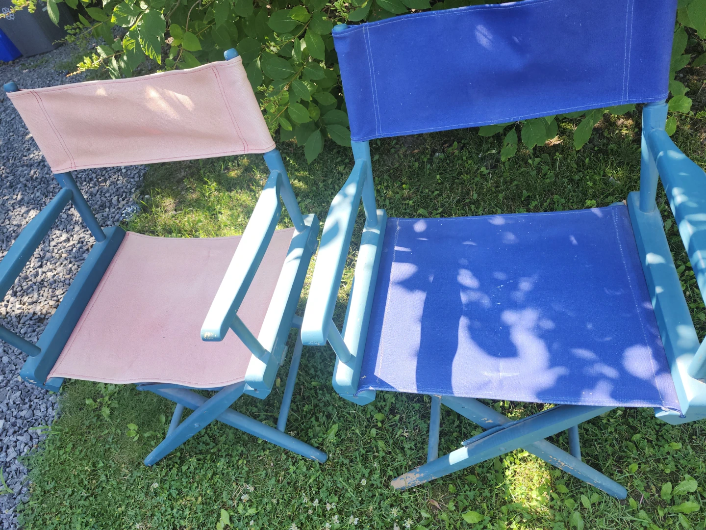 2 Folding Director Chairs - Blue & Pink - photo 3