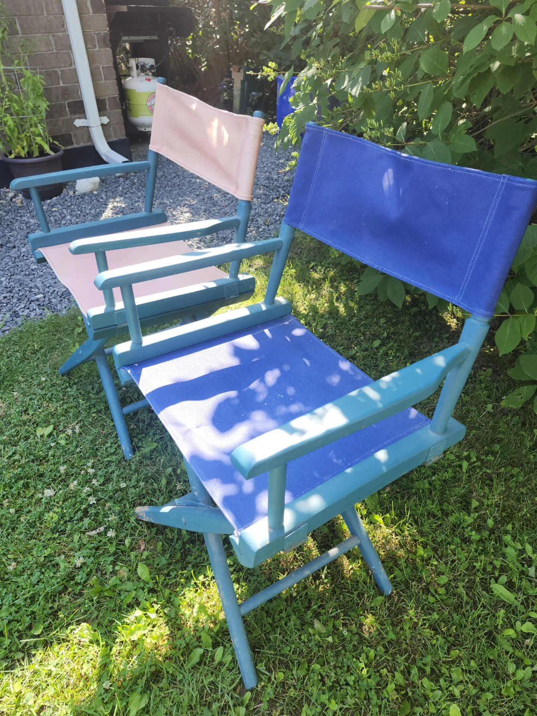 2 Folding Director Chairs - Blue & Pink - photo 4