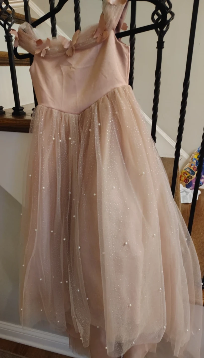 Rose Gold off the shoulder gown for little girl - photo 3