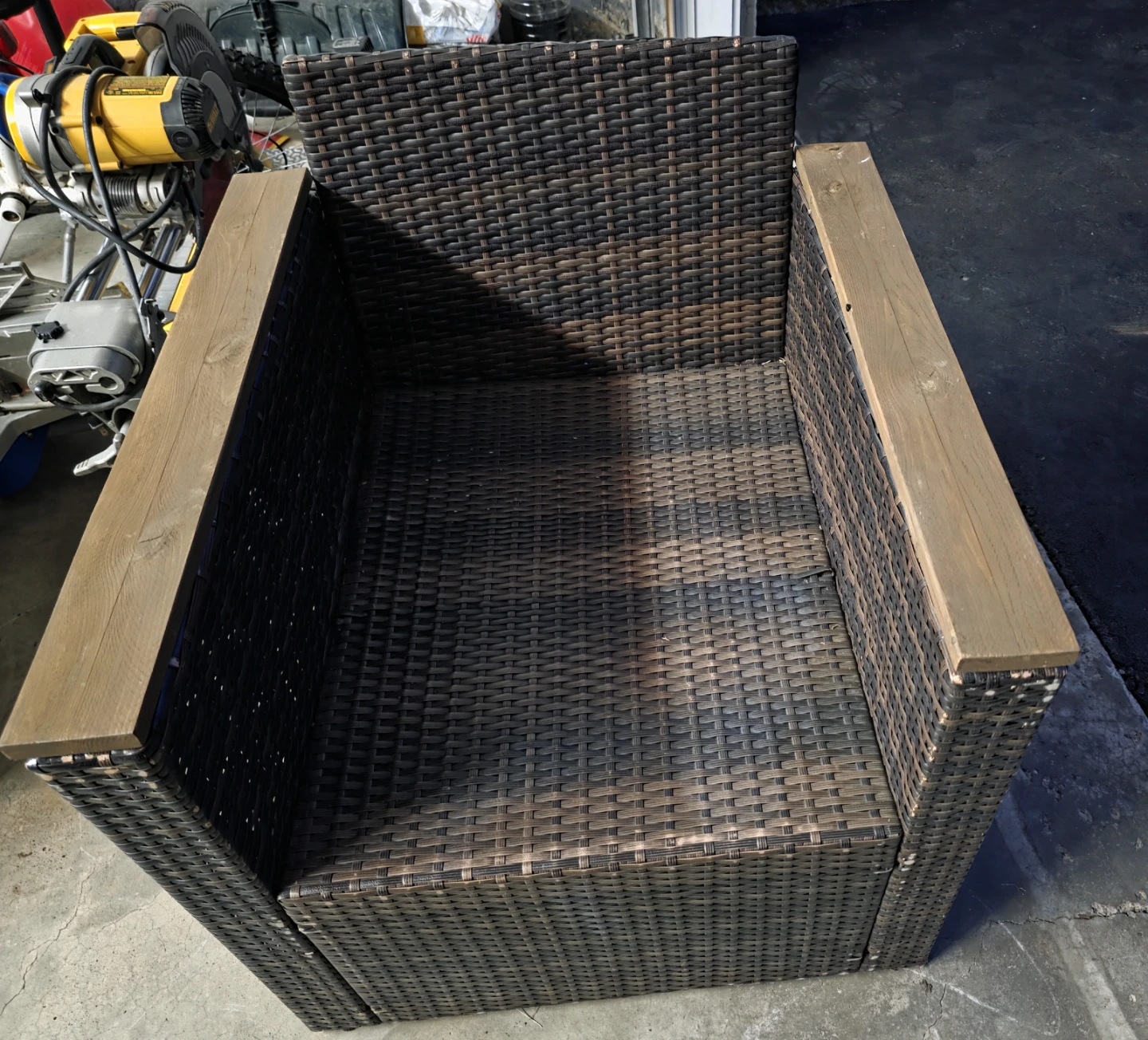 Outdoor Wicker Loveseat & a chair with Wood Accents - photo 2
