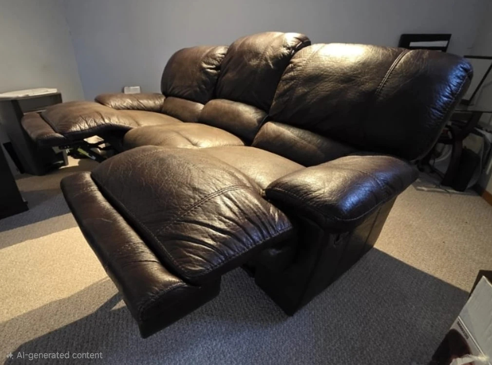 Brown Leather Sofa - photo 5