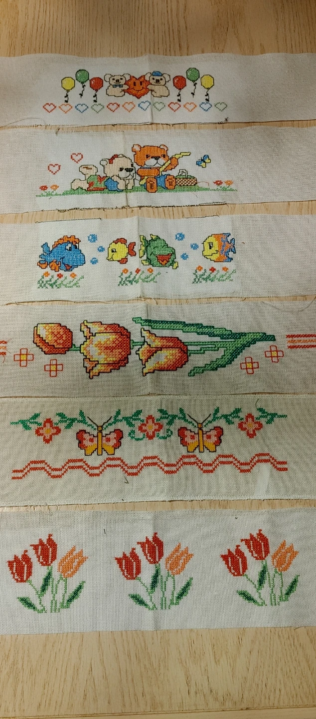6 strips of cross stitch embroidery