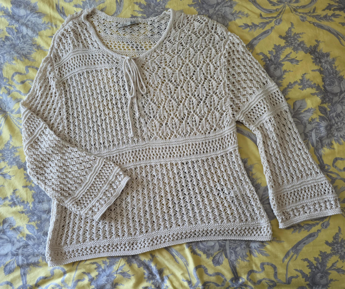 Cream Crochet Knit Sweater