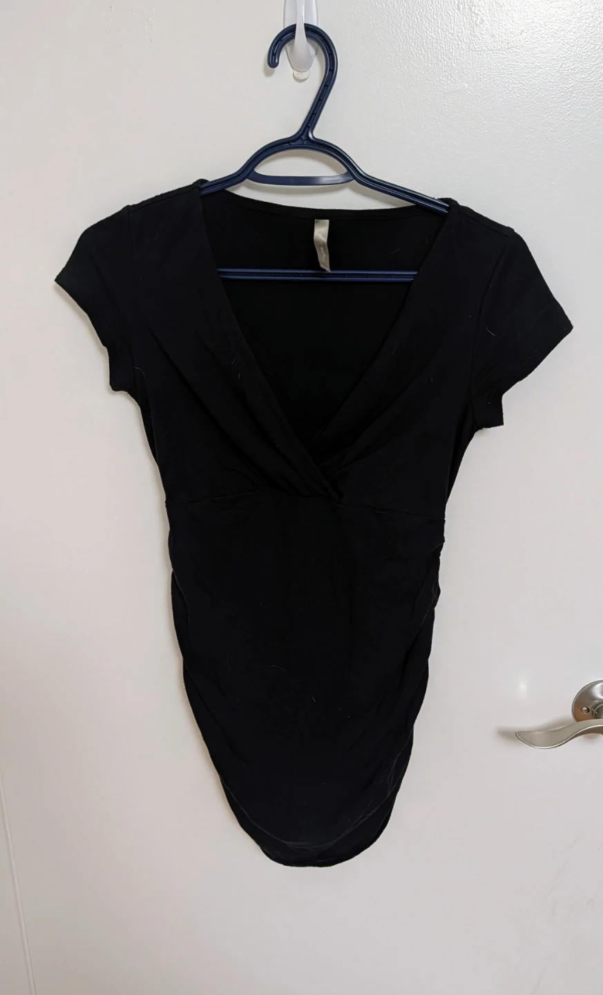 Black Ruched Maternity Top - Women's Small