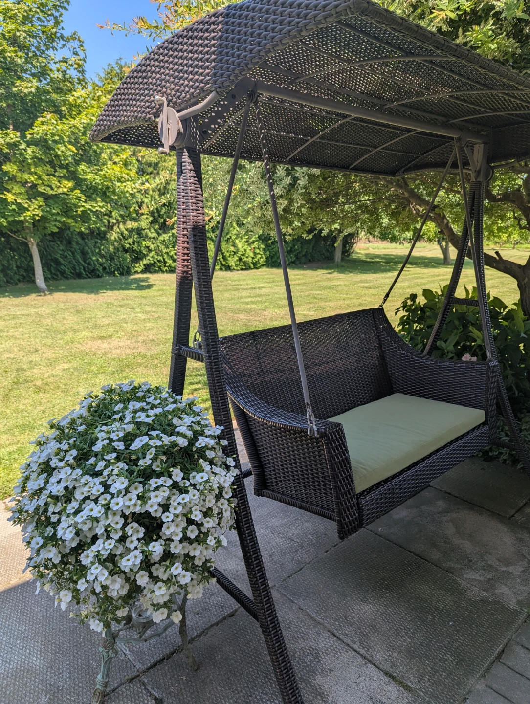 Wicker Patio Swing with Canopy