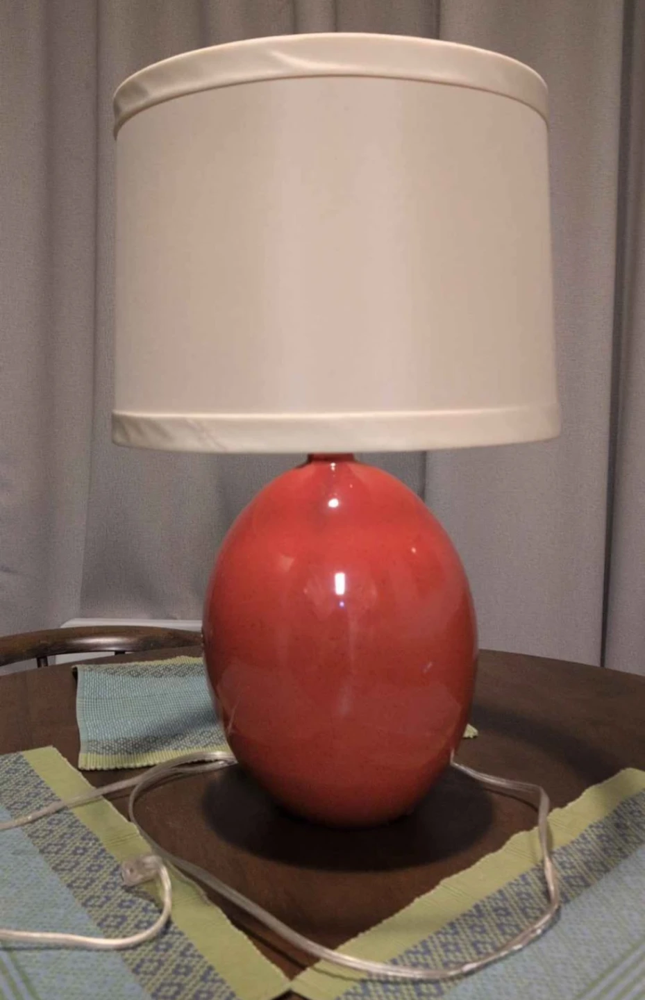 Orange MCM Ceramic Table Lamp with Cream Shade