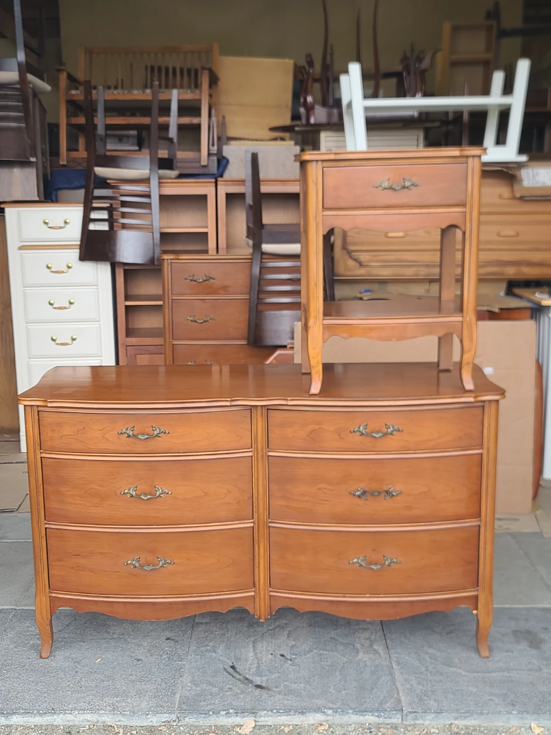 Vintage French Provincial Dresser and Nightstand Set