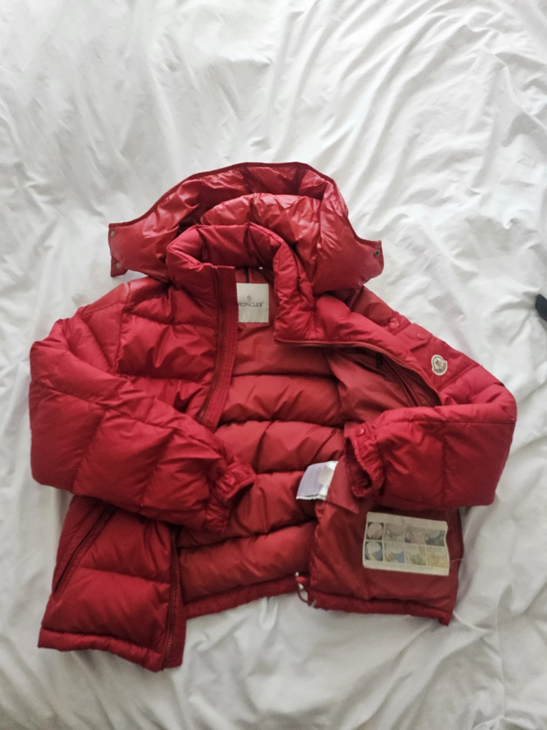 Moncler Red Down Puffer Jacket with Hood