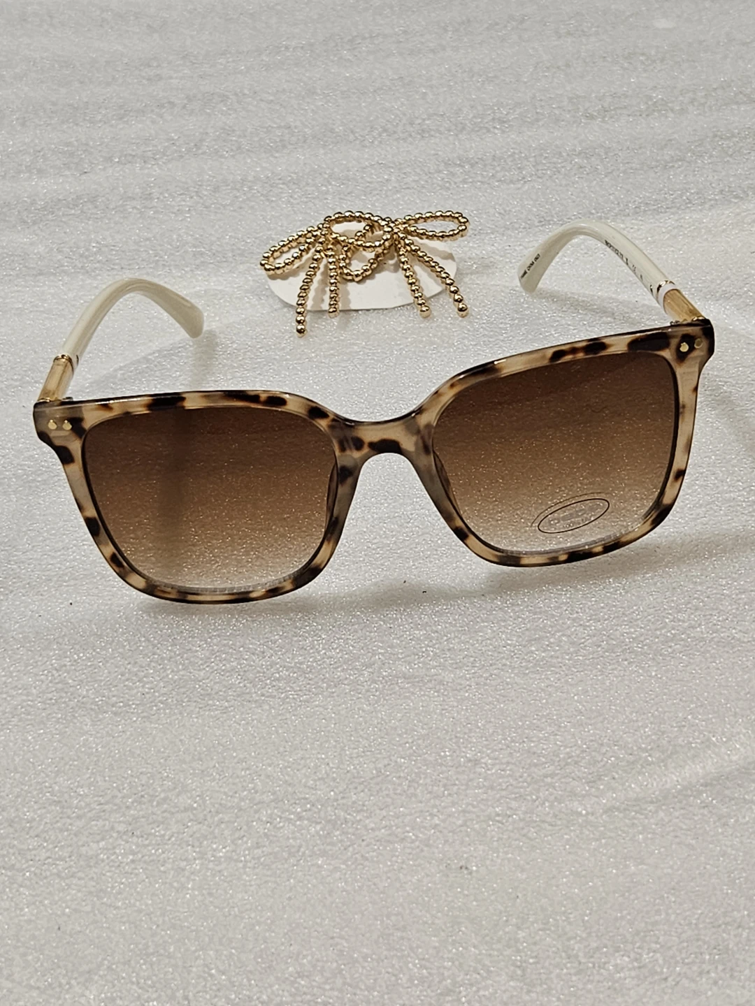 Bebe Leopard Print Sunglasses with Gold Bow Detail - photo 3