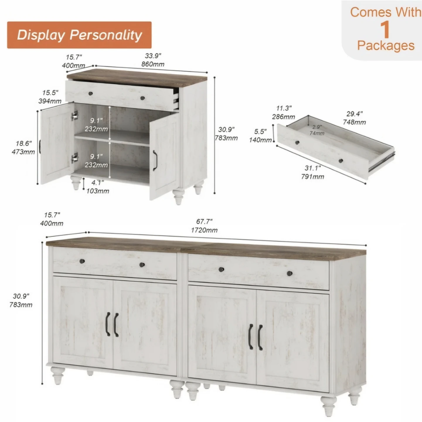 White and Brown Sideboard Console Table - photo 2