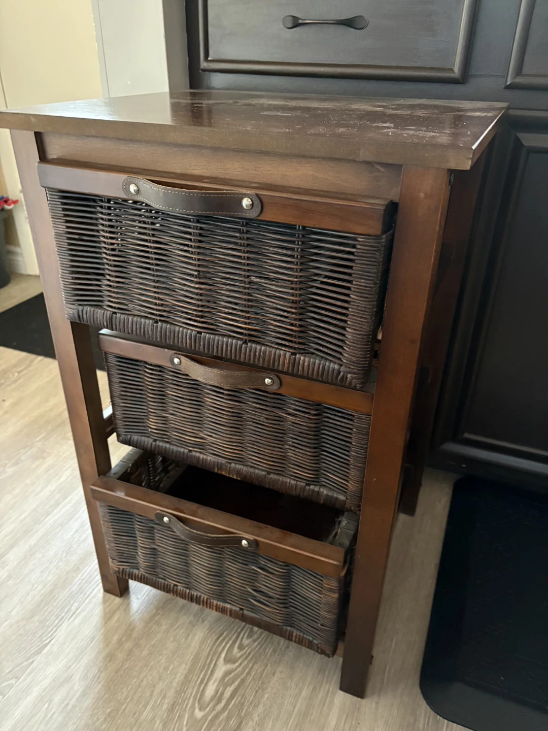 Wooden Storage Cabinet with Wicker Baskets - photo 2