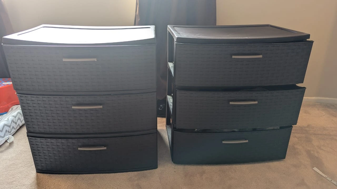 Black Wicker-Style Plastic Drawer Unit