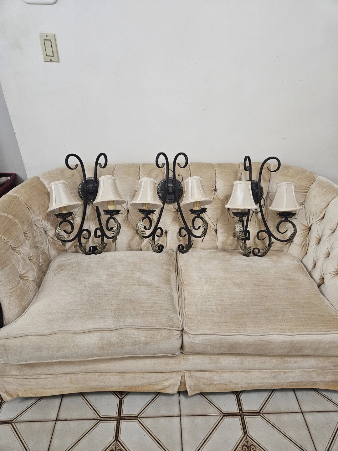 3 large iron sconces