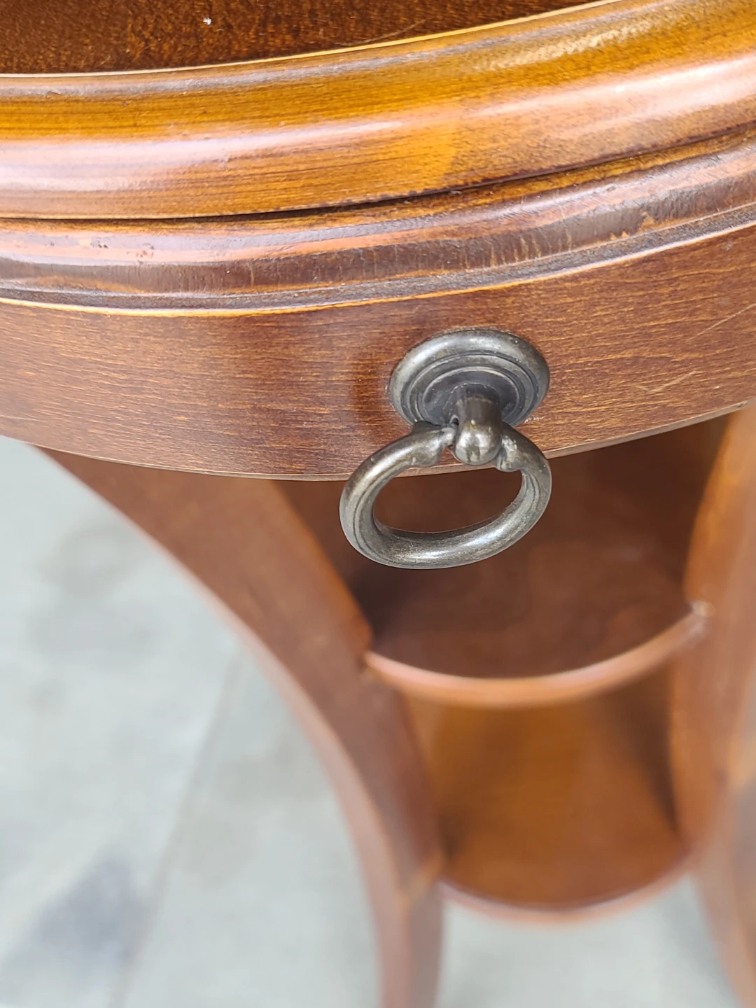 Round Wood Side Table with Drawer - photo 3