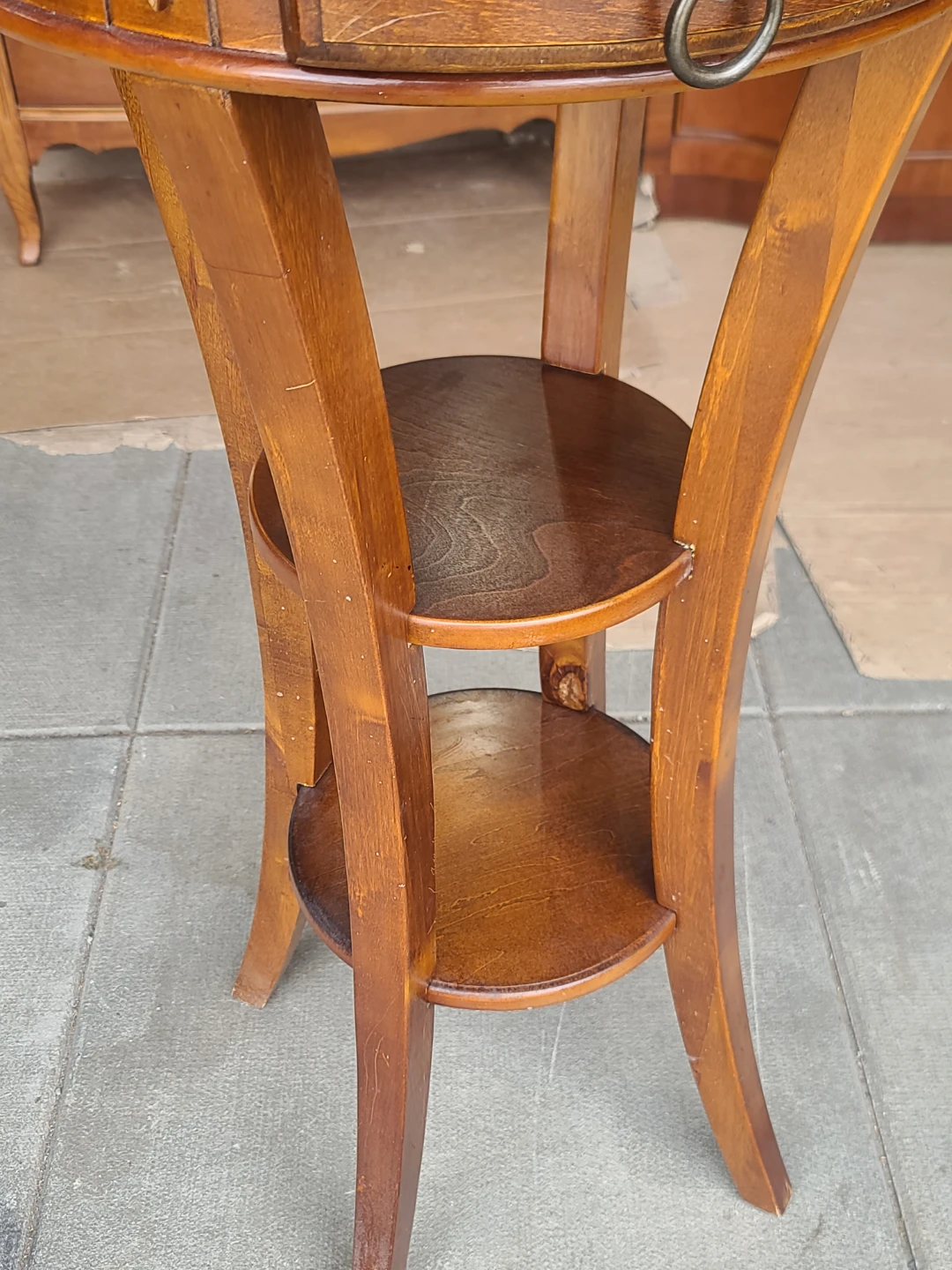 Round Wood Side Table with Drawer - photo 4