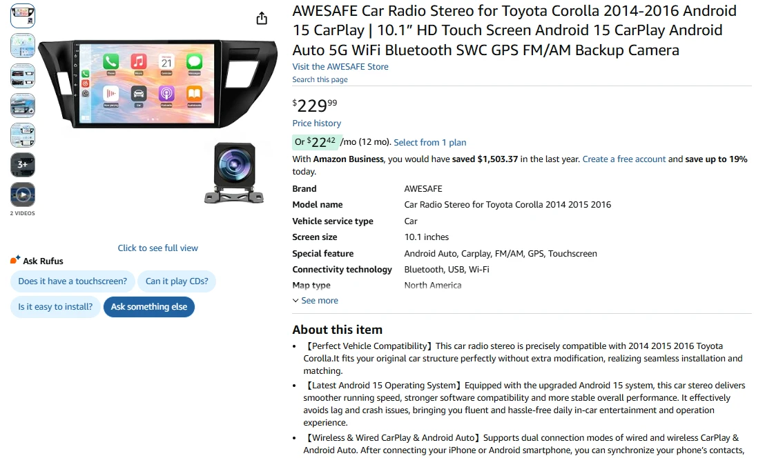 Car Stereo for Toyota Corolla 2014-2016 - photo 2