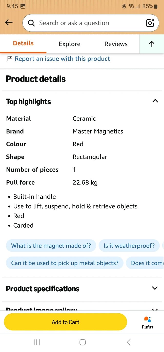 Master Magnetics Handle Magnet - Red - photo 2