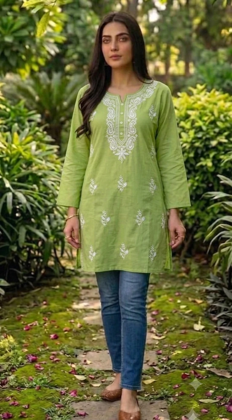 Lime Green Embroidered Tunic