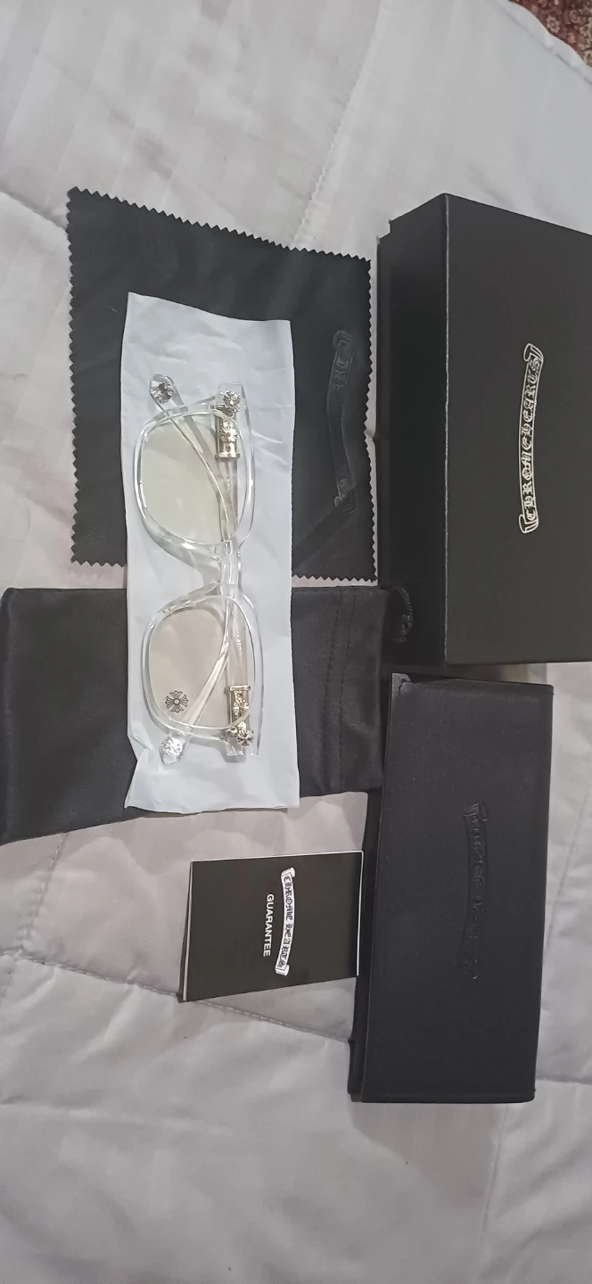 Chrome Hearts Clear Glasses with Gold Accents