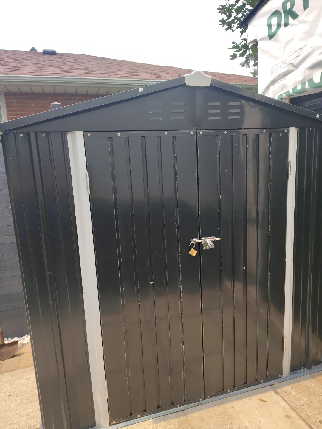 Dark Grey Metal Outdoor Storage Shed
