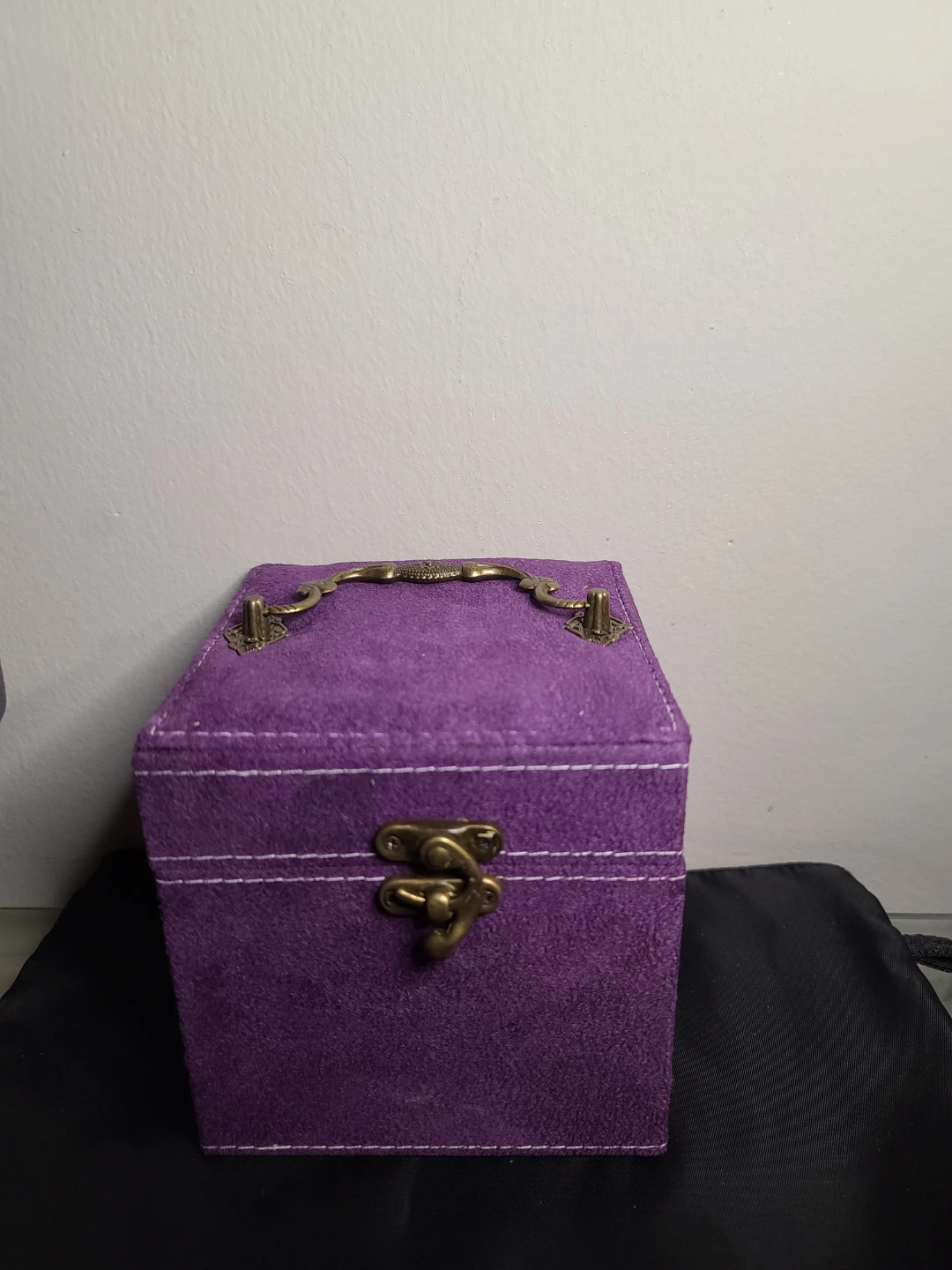Purple Suede Jewellery Box with Mirror