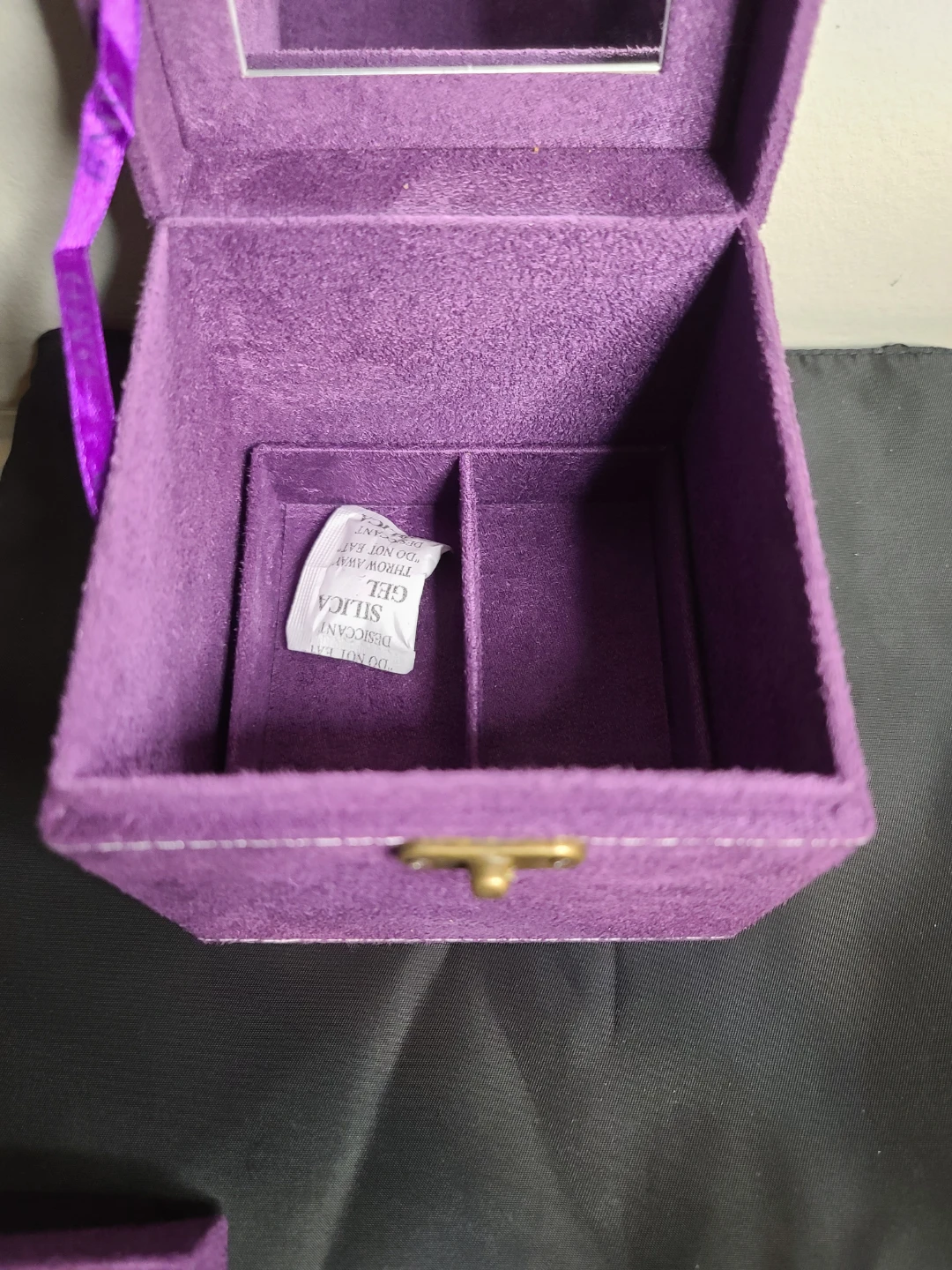 Purple Suede Jewellery Box with Mirror - photo 4