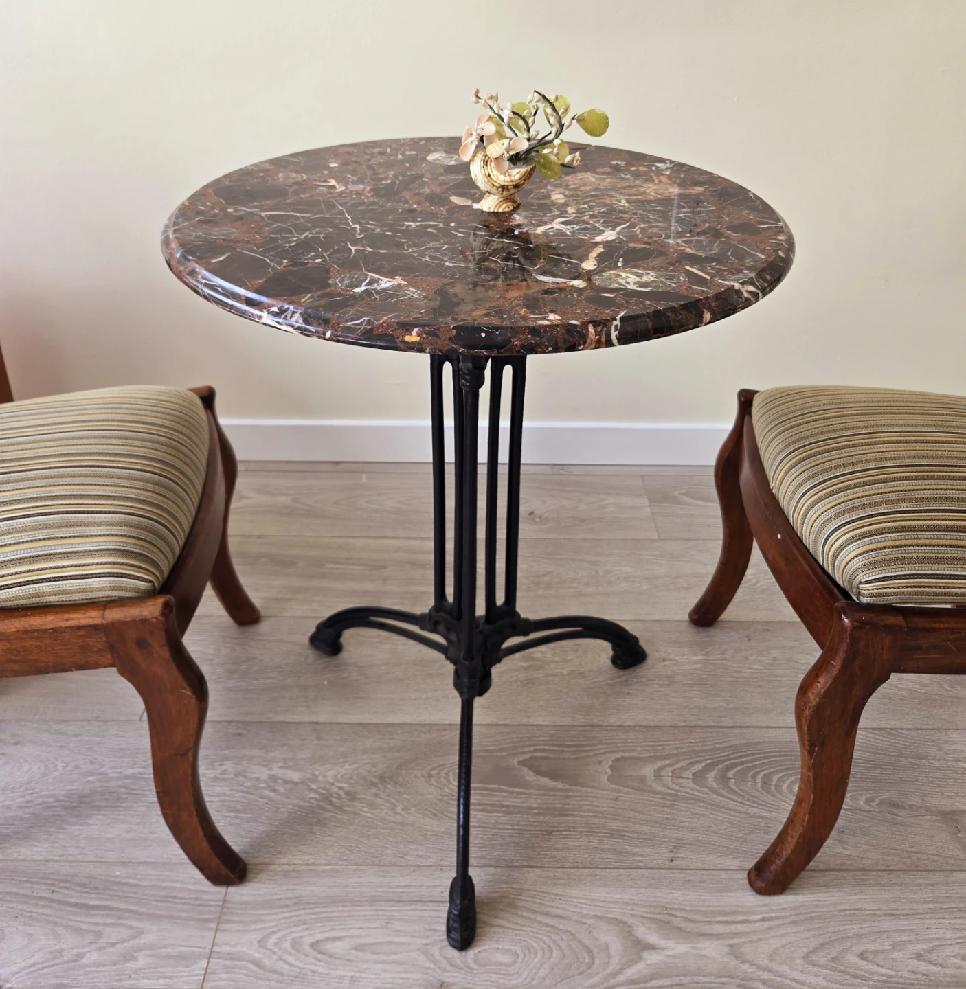 Antique Muticolored Marble Dining Table With Cast Iron Base - photo 3