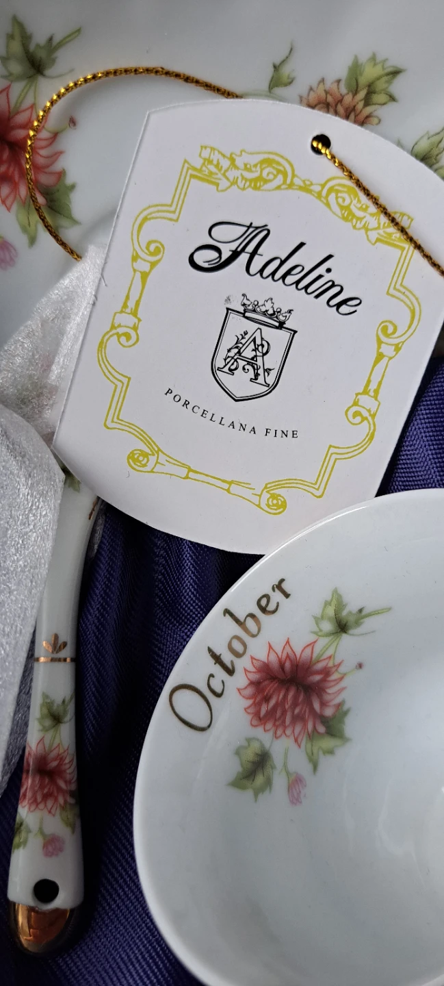 Adeline Porcellana Fine "October" Teacup Saucer & Spoon Set - photo 2