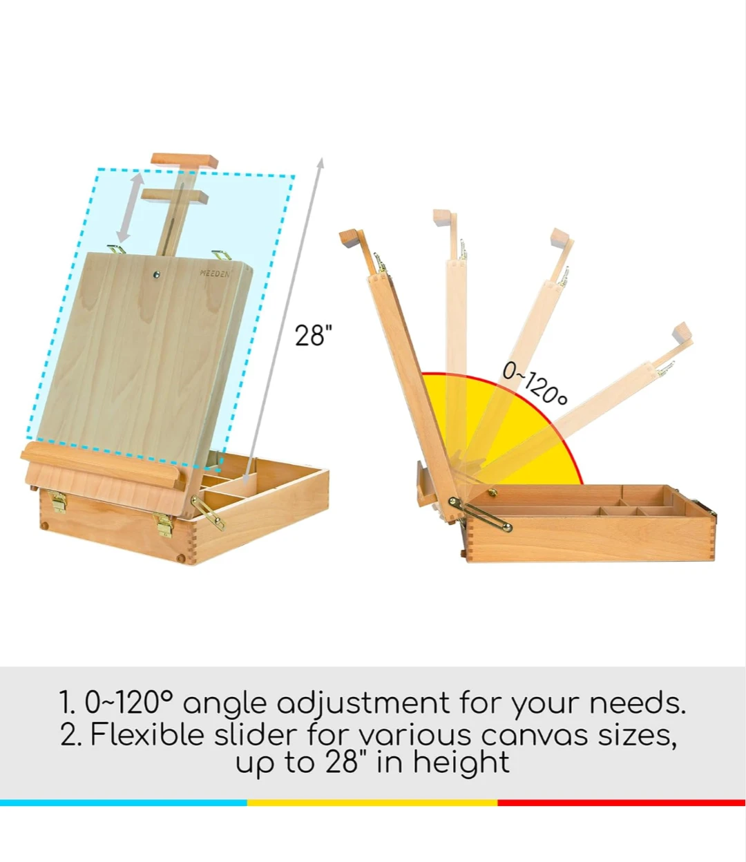 BNIB LEEDEN Wooden Art Box Easel