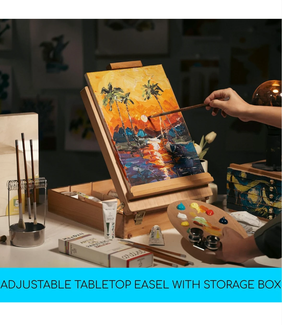 BNIB LEEDEN Wooden Art Box Easel - photo 5