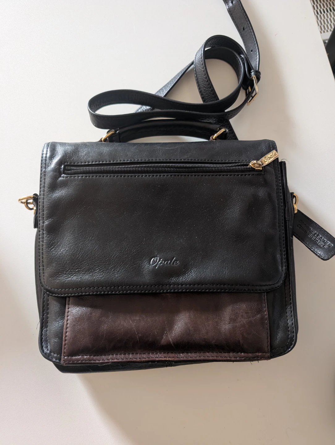 Opale Black Leather Handbag