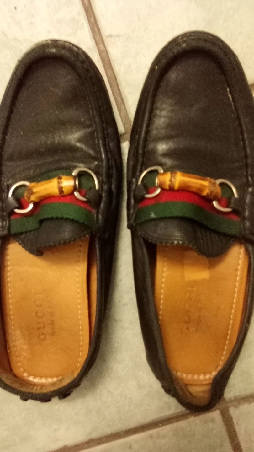 Gucci Black Leather Horsebit Loafers Size 44