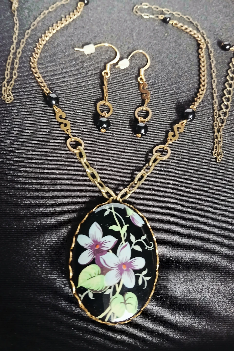Floral Pendant Necklace and Earring Set
